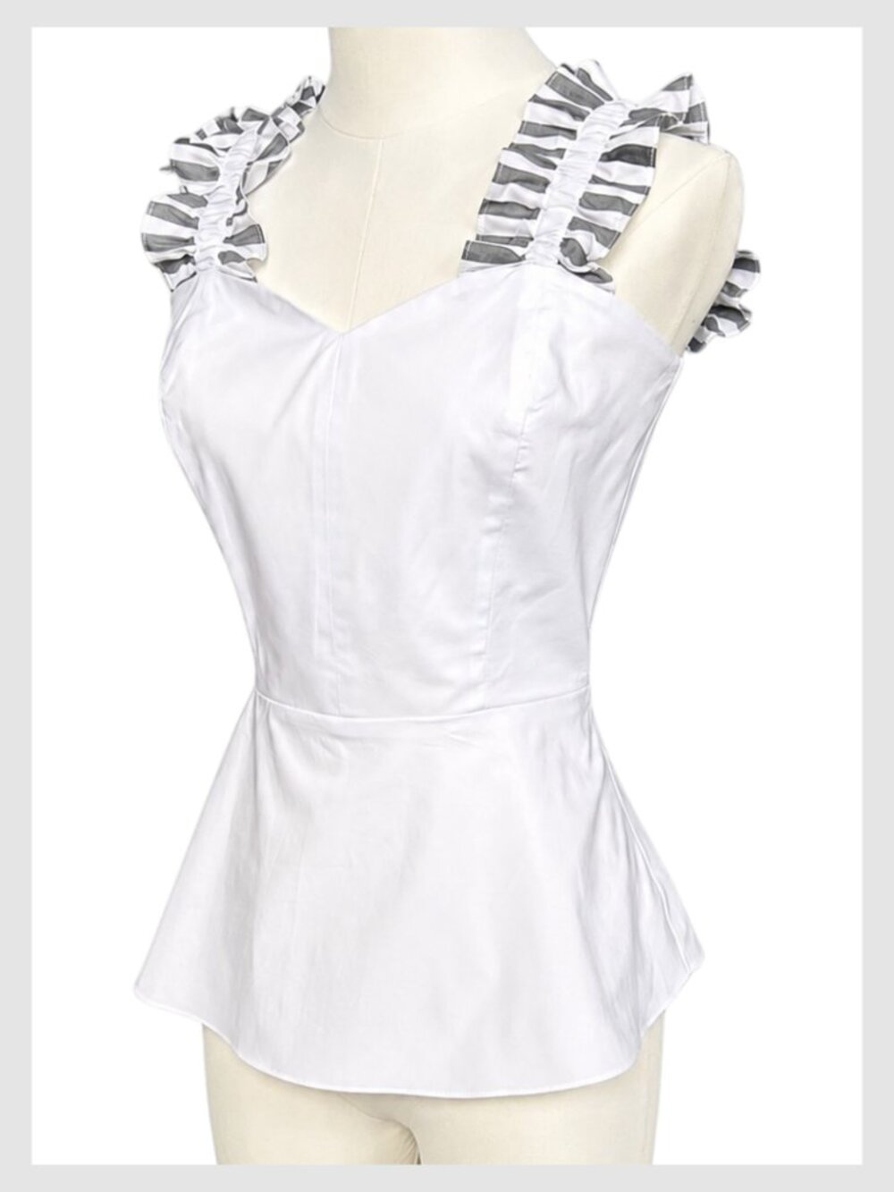 Amanda Uprichard White Peplum Top Ruffle Straps Sleeveless M - Picture 6 of 9